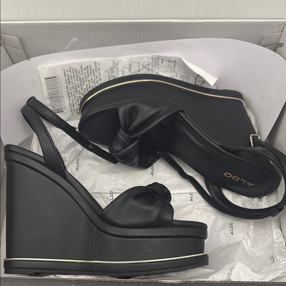 ALDO Black Wedge Sandals